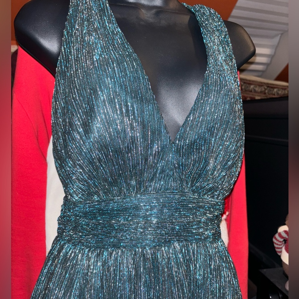 Medium Lulu’s Homecoming Party Teal-Green-Blue Shimmer Mini Dress